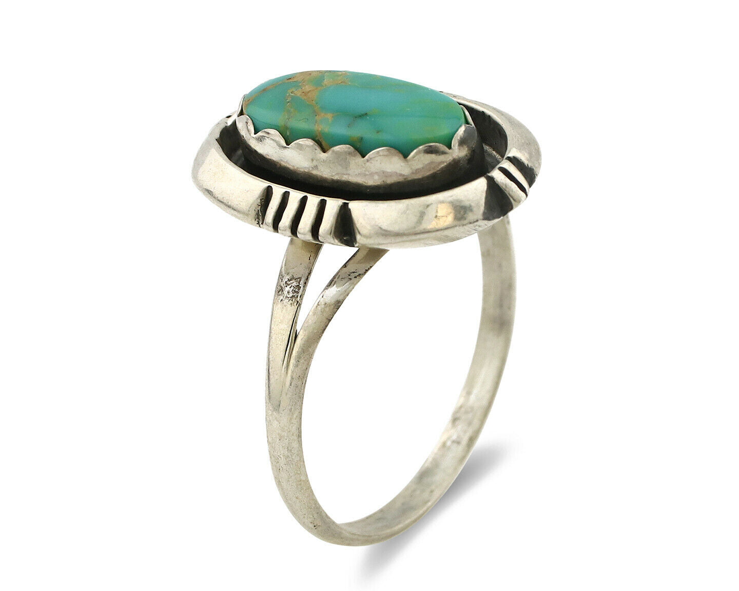 Navajo Ring .925 Silver Kingman Turquoise Handmade Native American Artist C.80's