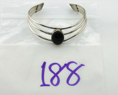 Navajo Bracelet .925 Silver Natural Black Onyx Artist Native American C.90's