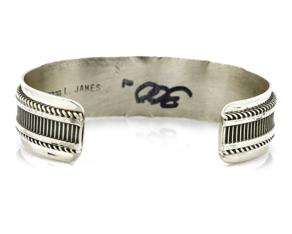 Women's Navajo Bracelet .925 Silver Handmade Cuff Signed L. James C.1980's