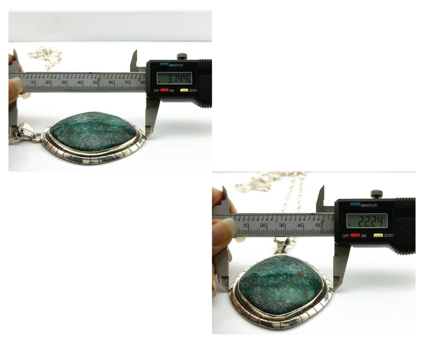 Navajo Necklace .925 Silver Spiderweb Turquoise Artist Native American C.80's