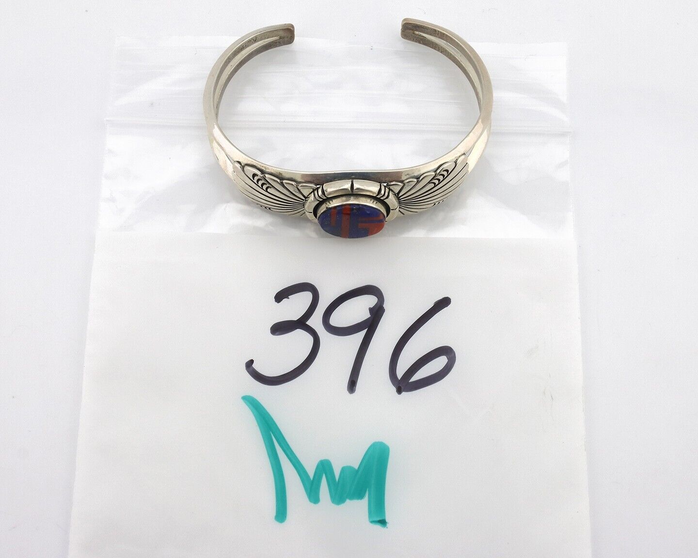 Navajo Bracelet 925 Silver Coral & Blue Turquoise Shop Signed De Chelly - L Kee