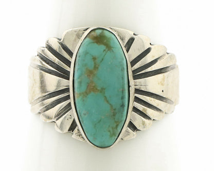 Navajo Ring .925 Silver Kingman Turquoise Artist Signed Apache C.80's