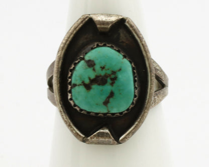 Navajo Ring .925 Silver Kingman Turquoise Native American Artist C.1980's
