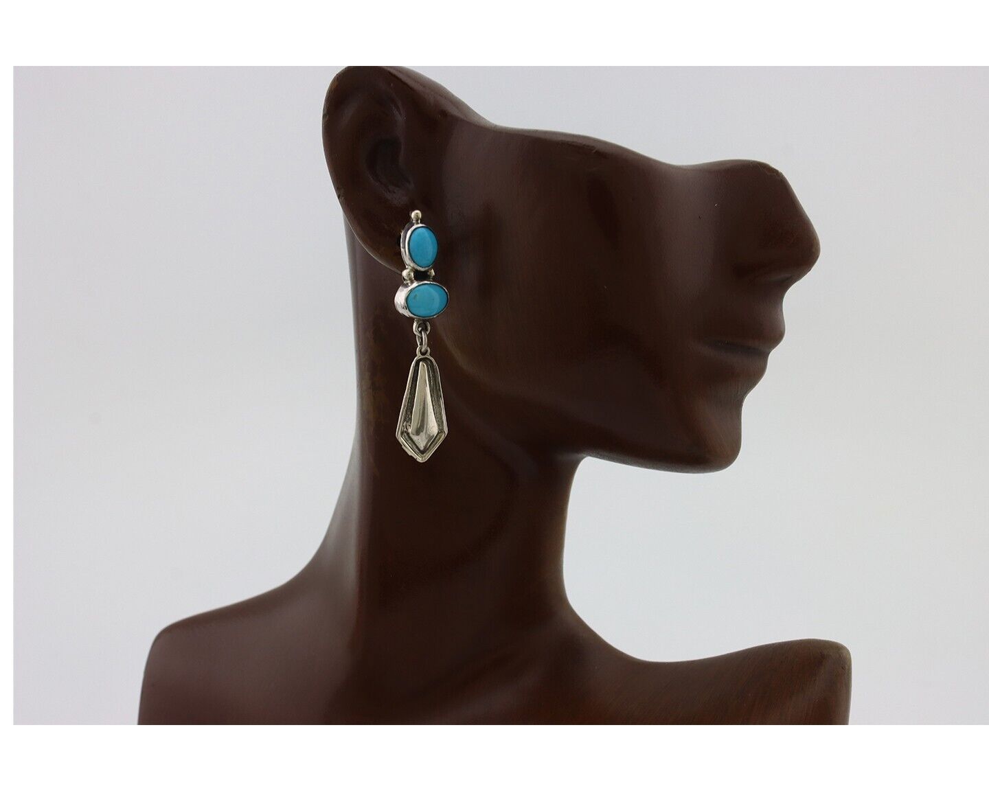 Navajo Earrings 925 Silver Natural Blue Turquoise Native American Earrings C80's