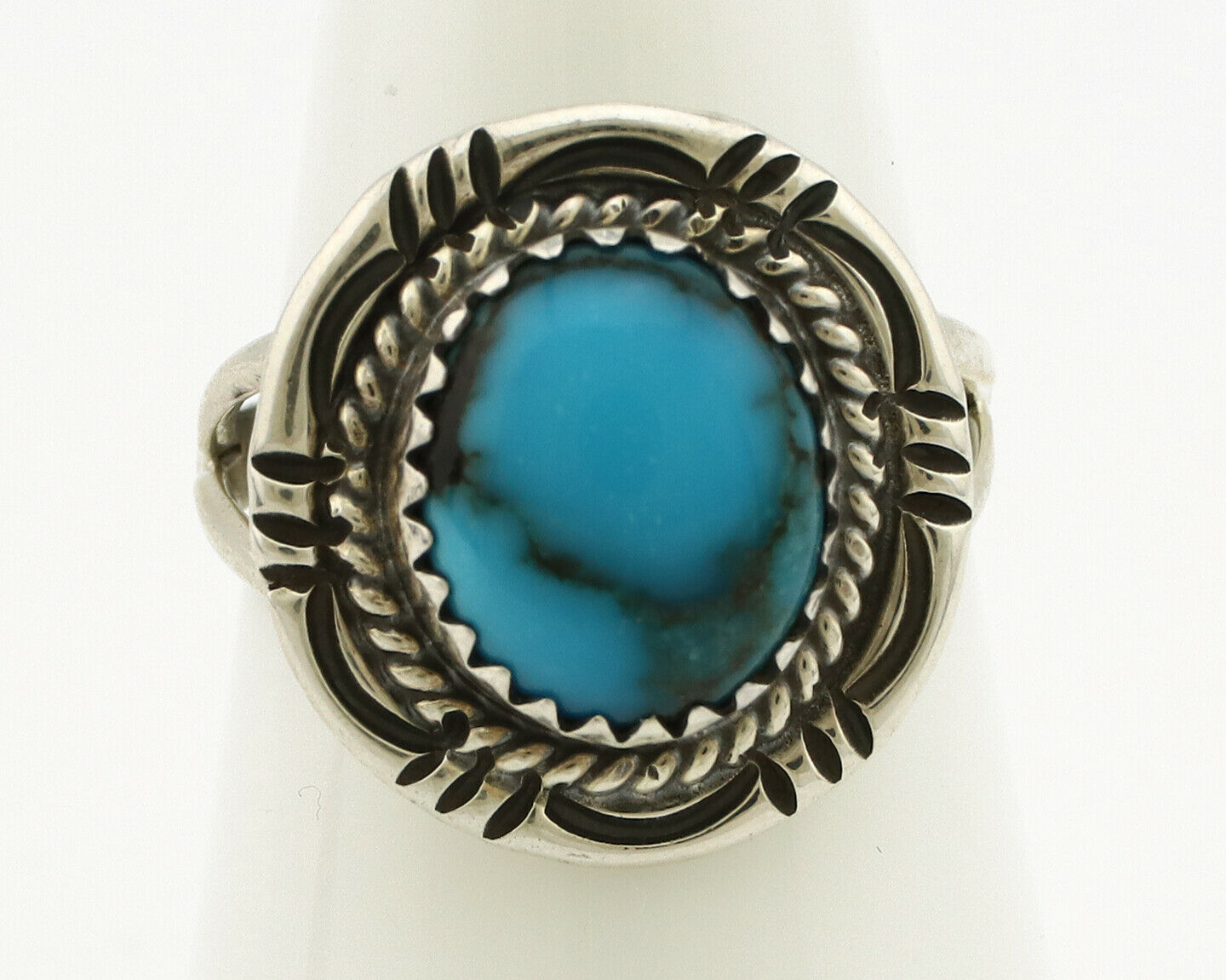 Navajo Ring .925 Silver Blue Southwest Turquoise Native Artist C.1980's