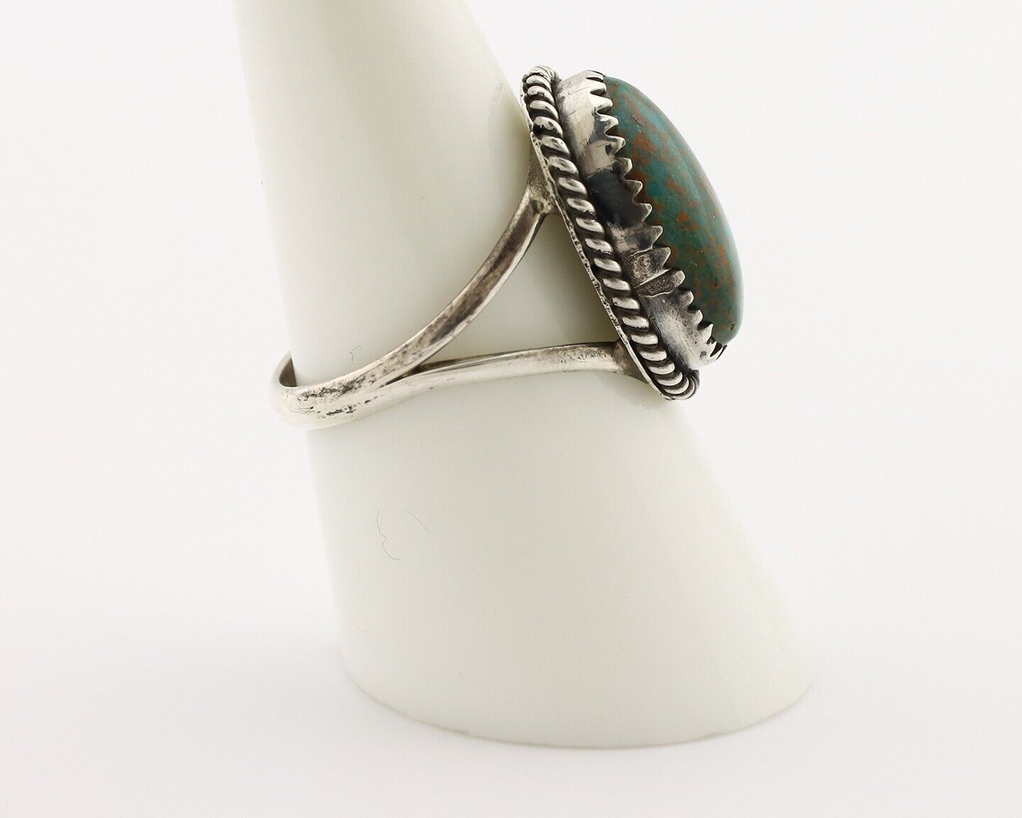 Navajo Handmade Ring 925 Silver Kingman Turquoise Artist Signed MC C.80's