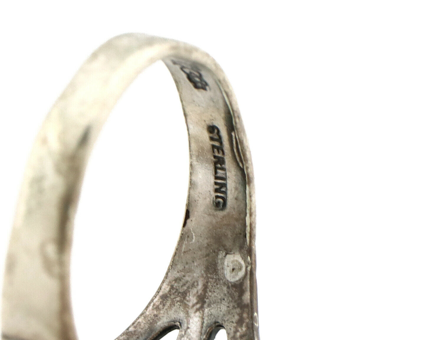 Navajo Ring .925 Silver Morenci Turquoise Signed Artist Sunbell C.80's