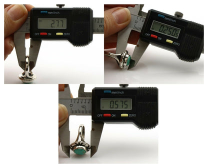 Navajo Ring .925 Silver Kingman Turquoise Artist Signed Gecko C.90's