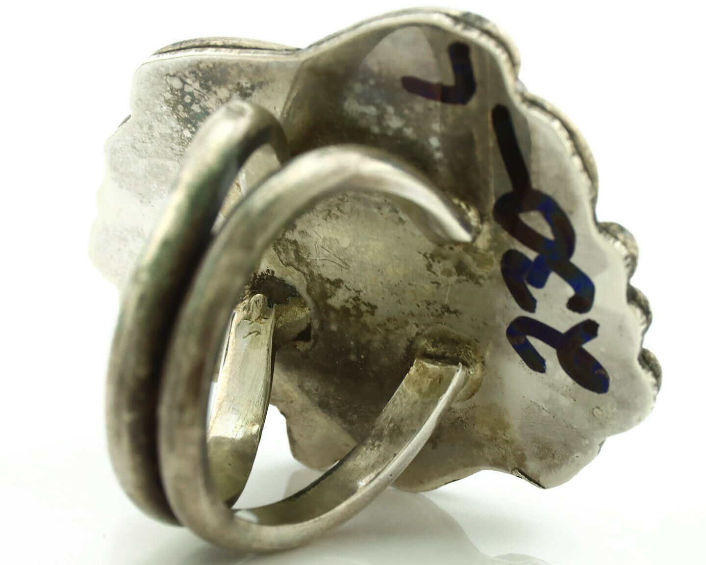 Navajo Ring .925 Silver Kingman Turquoise Native American Artist C.1980's