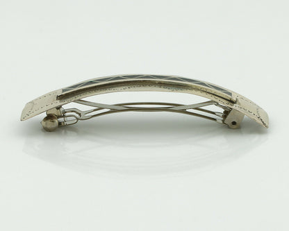 Women's Navajo Hair Clip .925 Silver Inlaid Black Onyx Native American Artist