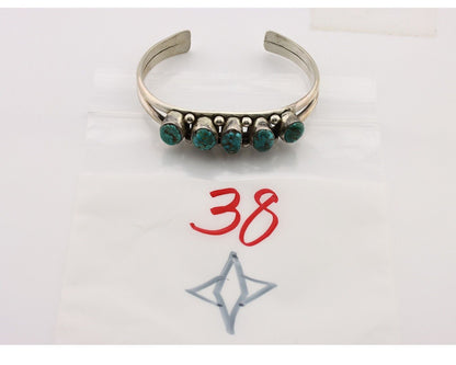 Navajo Bracelet 925 Silver Spiderweb Turquoise Artist Signed E SANDAVOL C80s