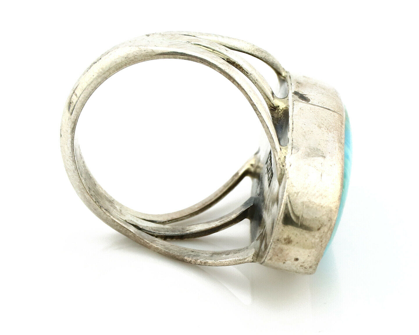 Navajo Ring .925 Silver Nevada Turquoise Native American Artist C.80's