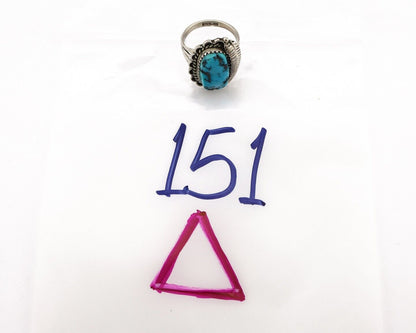 Navajo Ring .925 Silver Sleeping Beauty Turquoise Native American Artist C.80's
