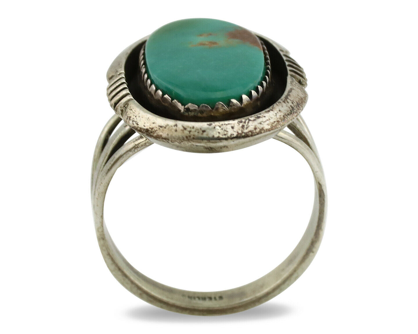 Navajo Ring .925 Silver Royston Turquoise Native American Artist C.1980's