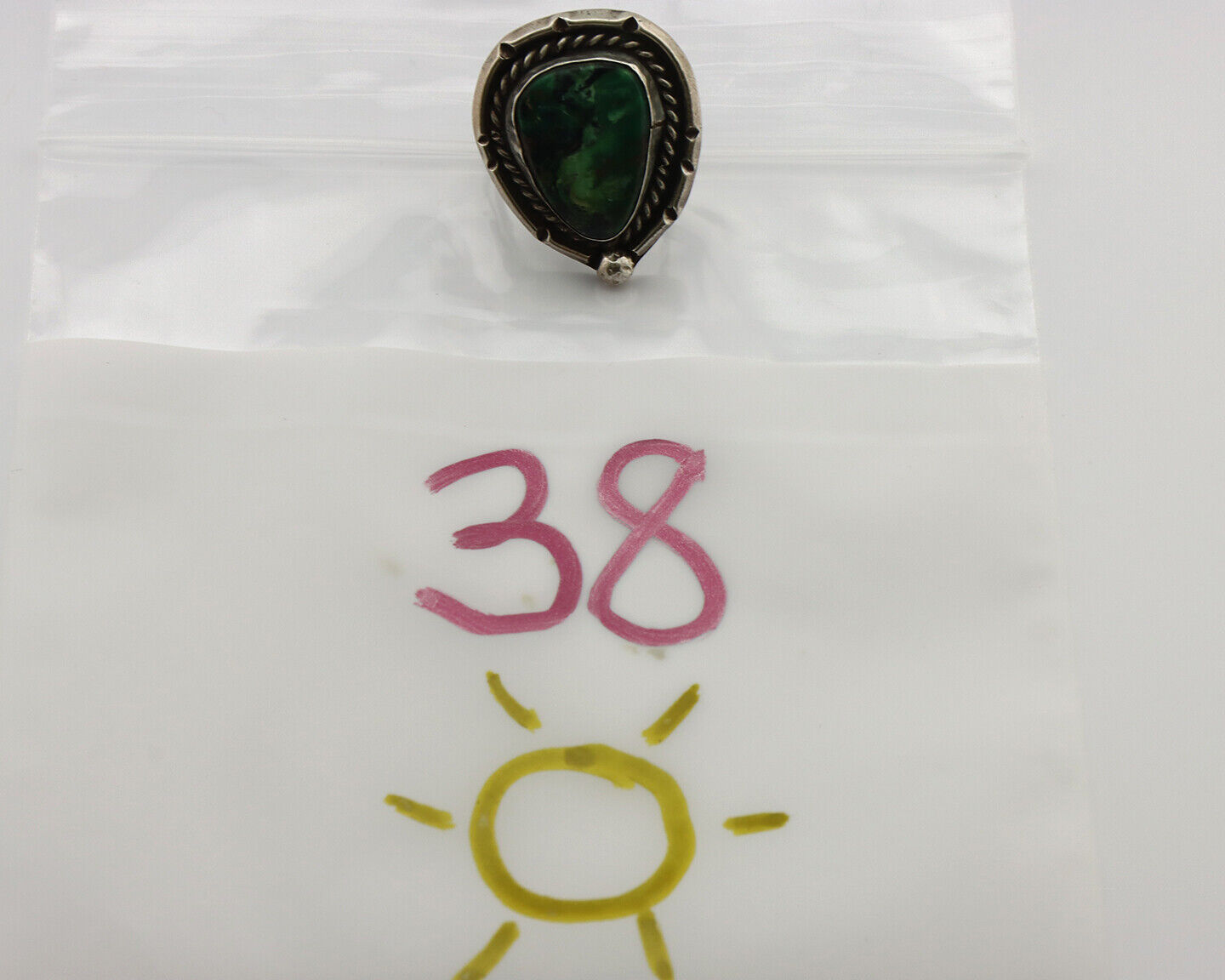 Navajo Ring 925 Silver Bisbee Turquoise Native American Artist C.1980's