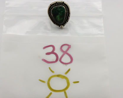 Navajo Ring 925 Silver Bisbee Turquoise Native American Artist C.1980's
