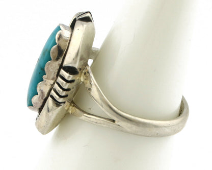 Navajo Ring .925 Silver Kingman Turquoise Handmade Native American Artist C.80's
