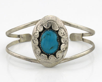 Navajo Bracelet 925 Silver Natural Blue Turquoise Native American Artist J C80