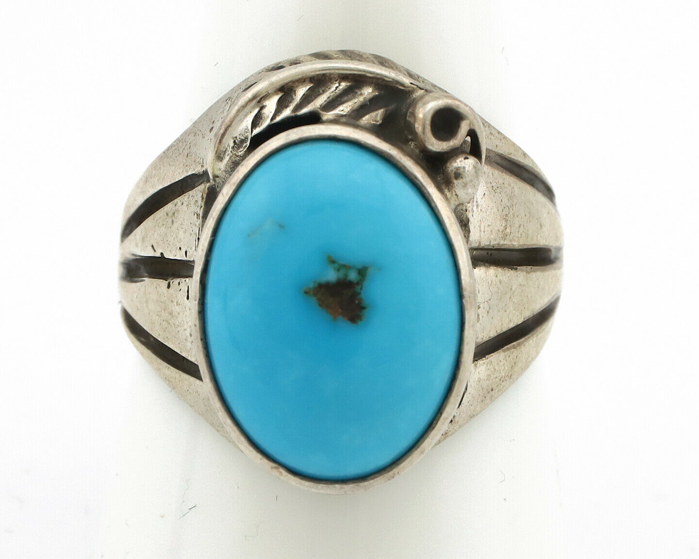 Navajo Ring .925 Silver Blue Turquoise Artist Signed Apache Manufacturing C.80's