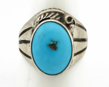 Navajo Ring .925 Silver Blue Turquoise Artist Signed Apache Manufacturing C.80's