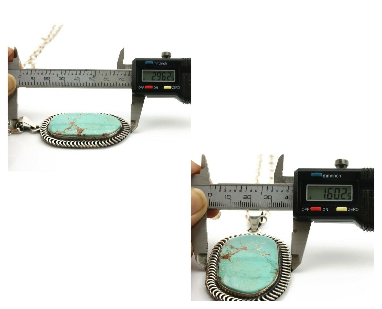 Navajo Pendant .925 Silver Kingman Turquoise Artist Signed Kachina C.80's