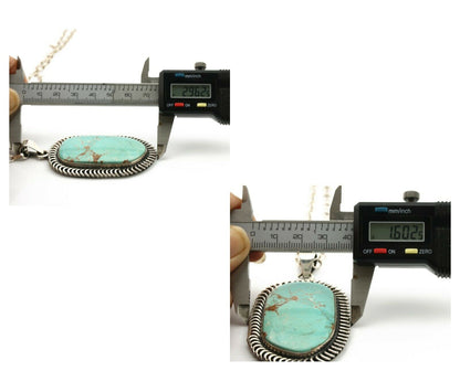 Navajo Pendant .925 Silver Kingman Turquoise Artist Signed Kachina C.80's