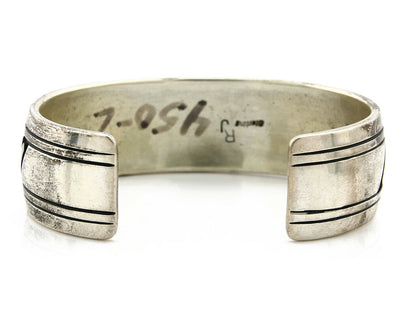 Navajo Bracelet .925 Silver Natural Blue Turquoise Signed RJ C.80's