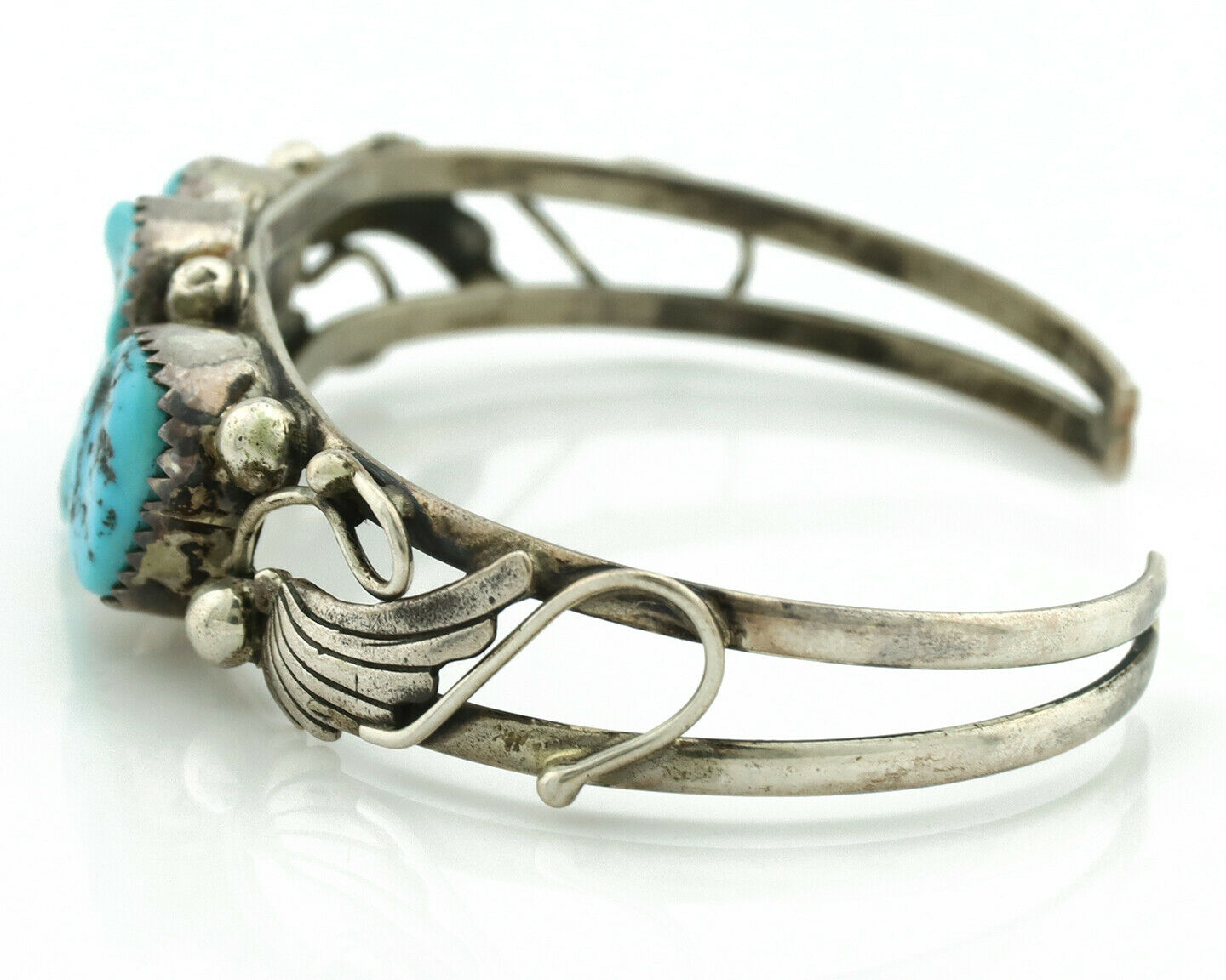 Navajo Bracelet .925 Silver Blue Turquoise Native American Artist C.80's