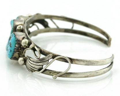Navajo Bracelet .925 Silver Blue Turquoise Native American Artist C.80's