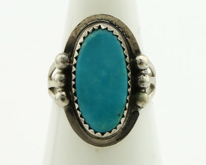 Navajo Ring .925 Silver Blue Turquoise Artist Signed Anna Begay C.1980's