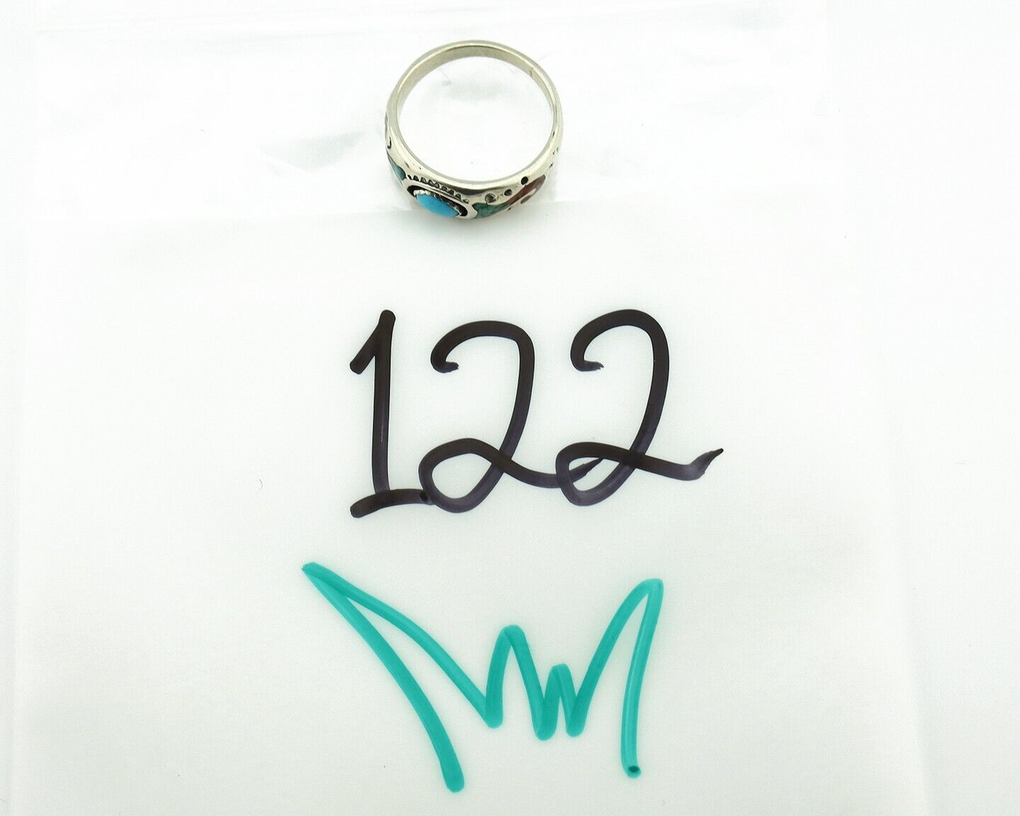 Navajo Handmade Ring 925 Silver Blue Turquoise & Coral Native American C.80's