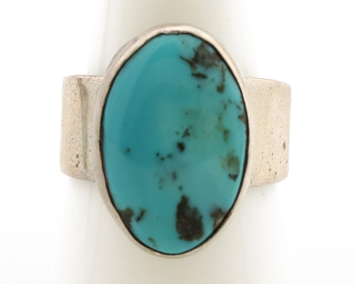 Navajo Ring .925 Silver Sleeping Beauty Turquoise Artist Signed C Montoya C.80's