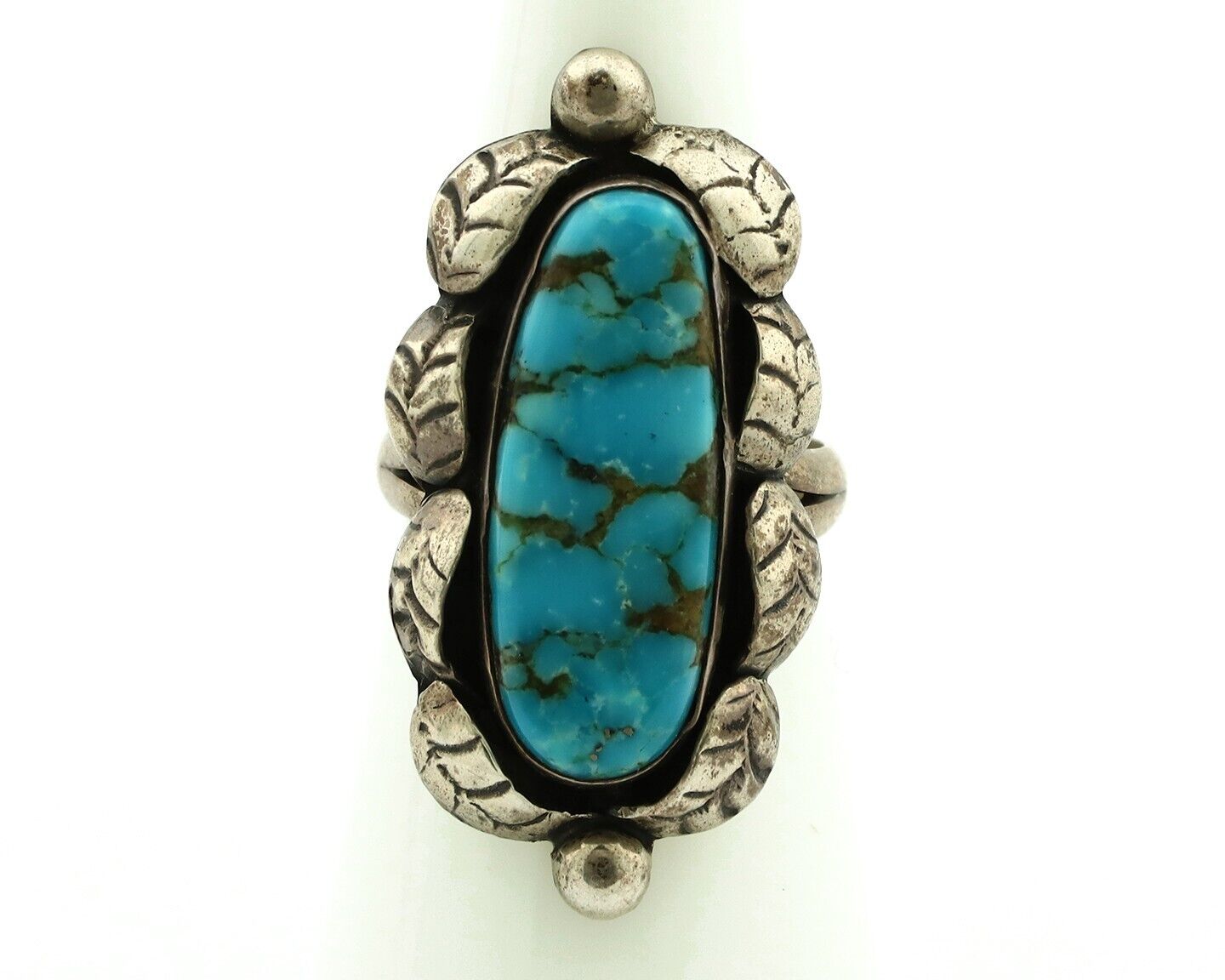 Navajo Ring 925 Silver Morenci Turquoise Native American Artist C.80's
