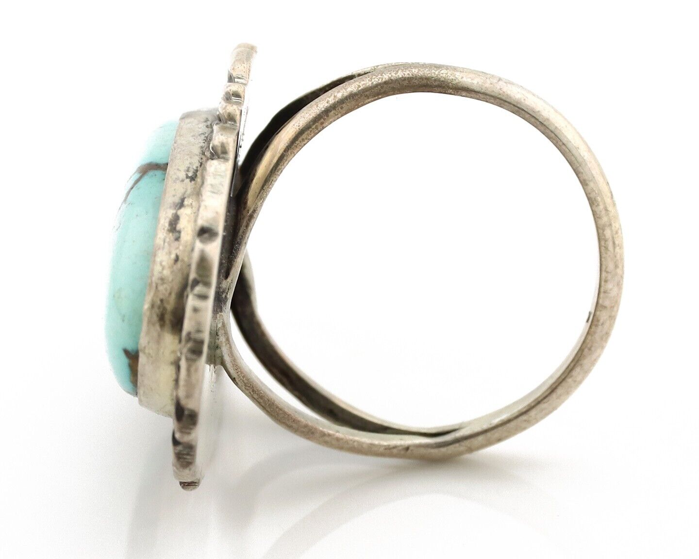 Navajo Ring 925 Silver Blue Spiderweb Artist Signed Billy Eagle C.80s