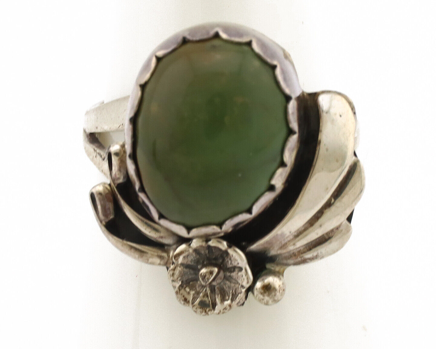 Navajo Ring .925 Silver Green Turquoise Native American Artist C.1980's