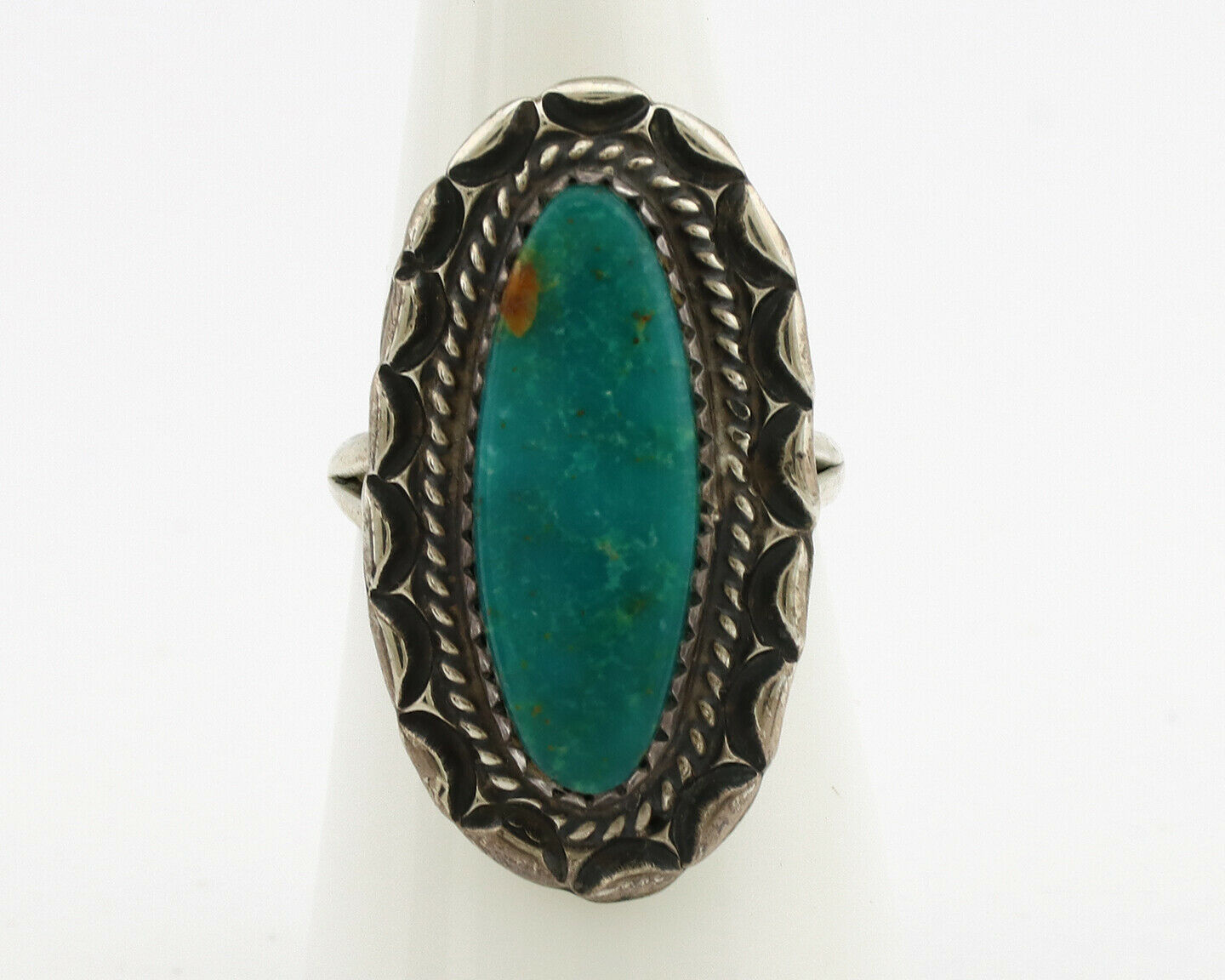 Navajo Ring .925 Silver Nevada Turquoise Native American Artist C.1980's