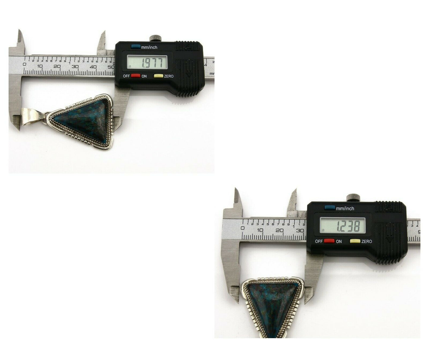 Navajo Pendant .925 Silver Diamond Turquoise Signed Artist A C.80's