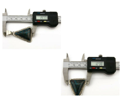 Navajo Pendant .925 Silver Diamond Turquoise Signed Artist A C.80's