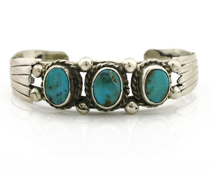 Navajo Bracelet .925 Silver Arizona Turquoise Artist Signed C Montoya Circa 80's