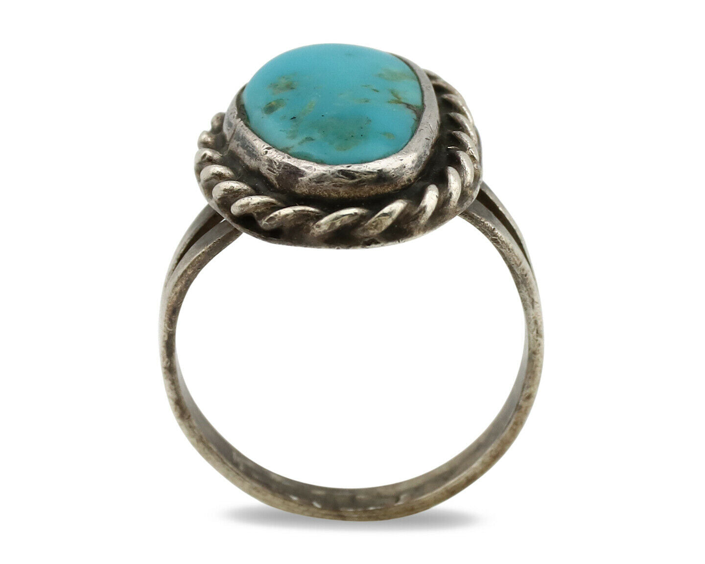 Navajo Ring .925 Silver Kingman Turquoise Native American Artist C.1980's