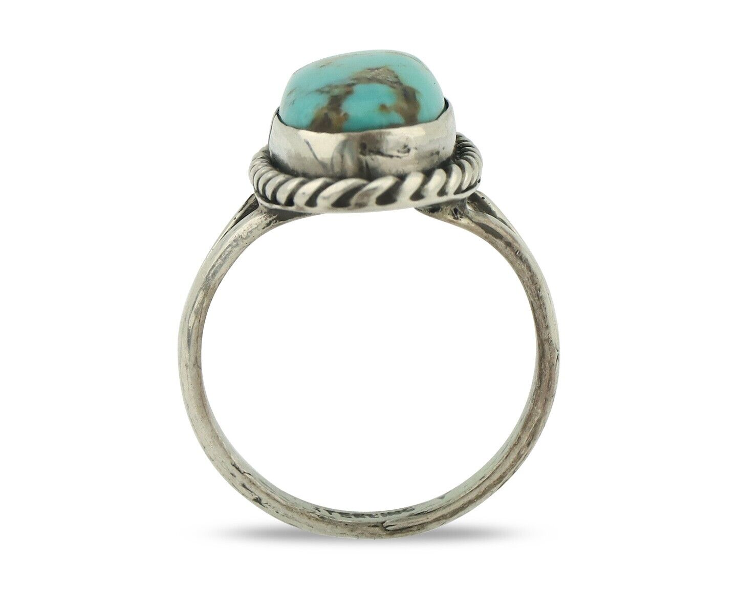 Navajo Ring 925 Silver Natural Blue Kingman Turquoise Native Artist C.80's