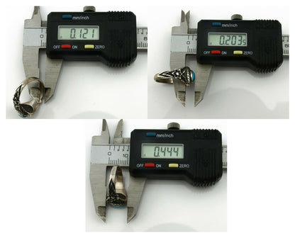 Navajo Ring .925 Silver Natural Blue Turquoise Native American Artist C.80's