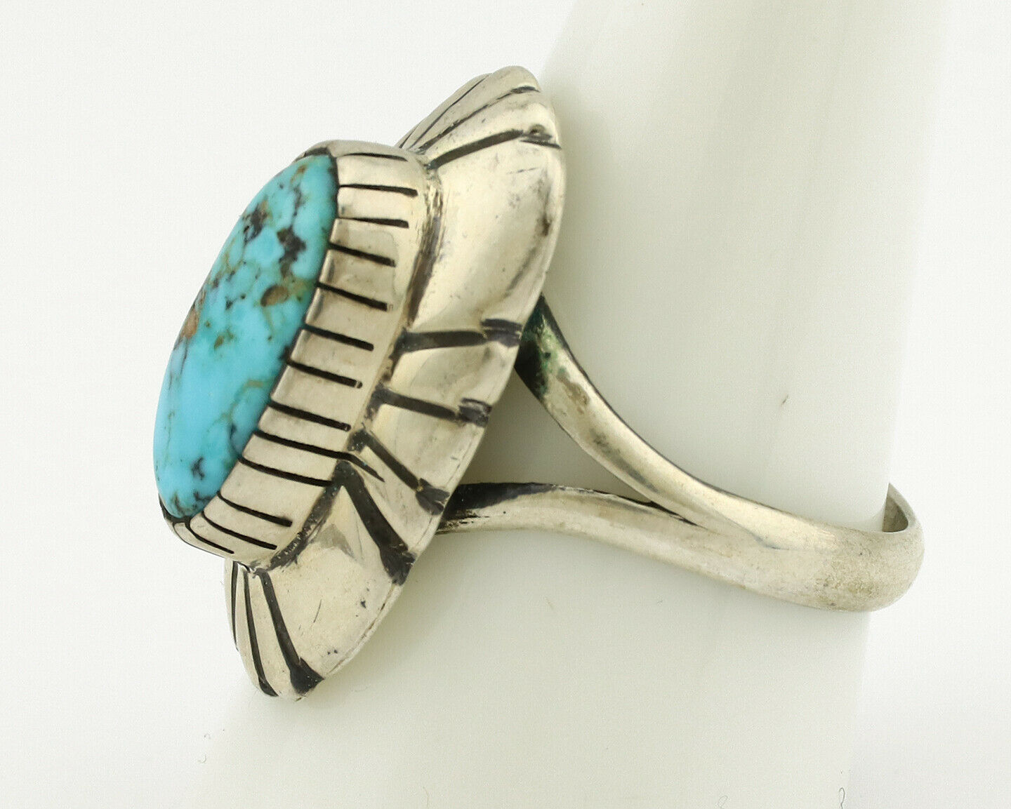 Navajo Ring .925 Silver Arizona Turquoise Signed M Montoya C.80's