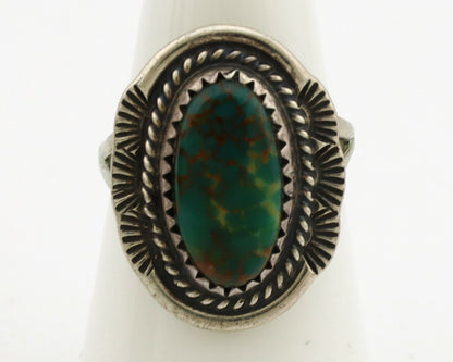 Navajo Ring .925 Silver Green Turquoise Native American Artist C.1980's