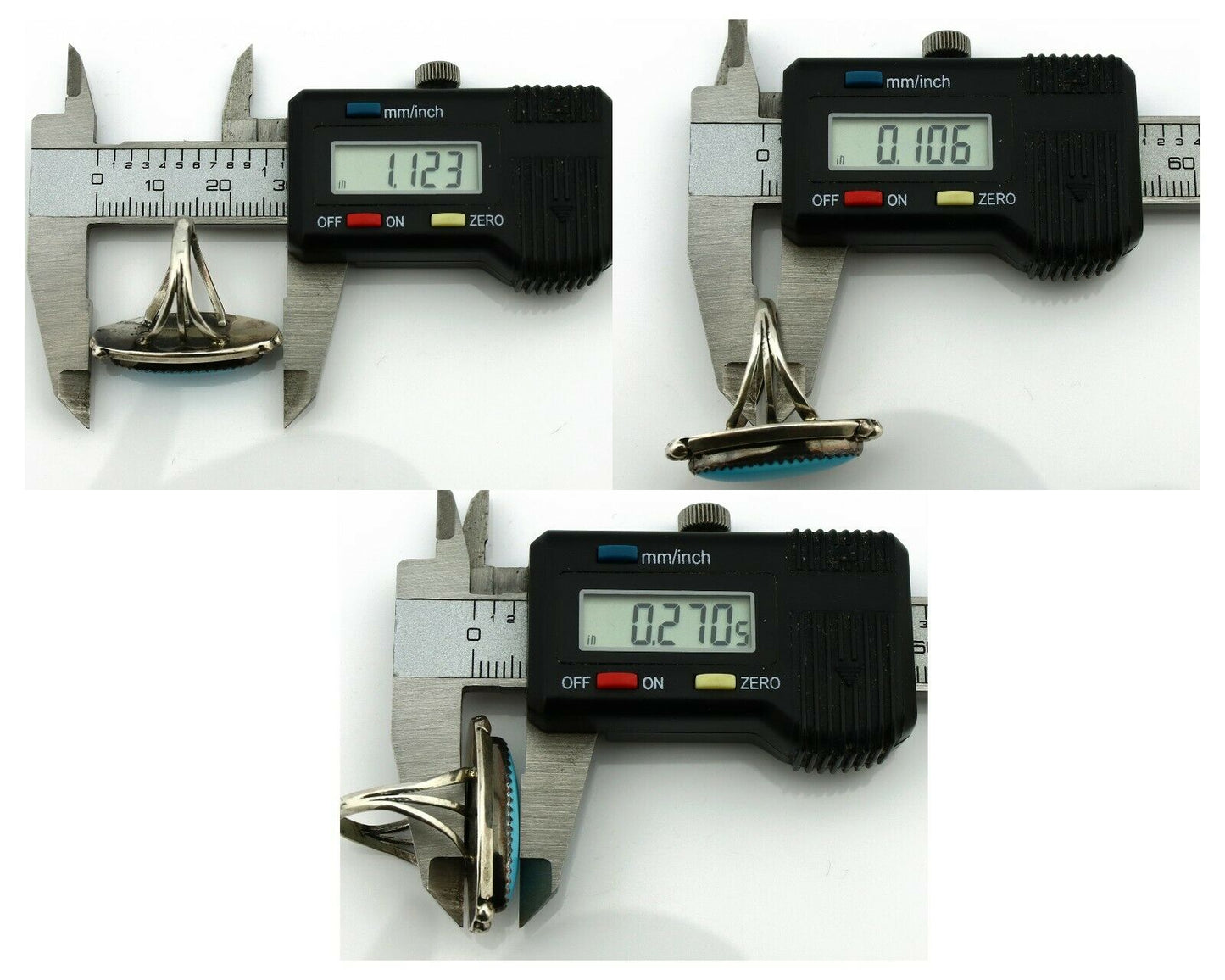 Navajo Ring .925 Silver Natural Blue Turquoise Artist Signed SC C.80's