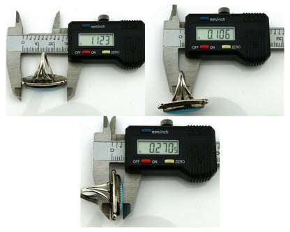 Navajo Ring .925 Silver Natural Blue Turquoise Artist Signed SC C.80's