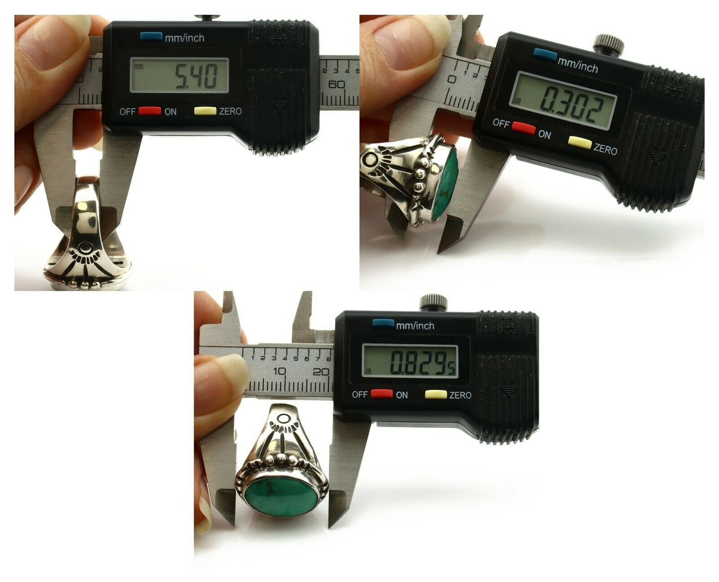 Navajo Ring .925 Silver Blue Green Southwest Turquoise Native Artist C.80's