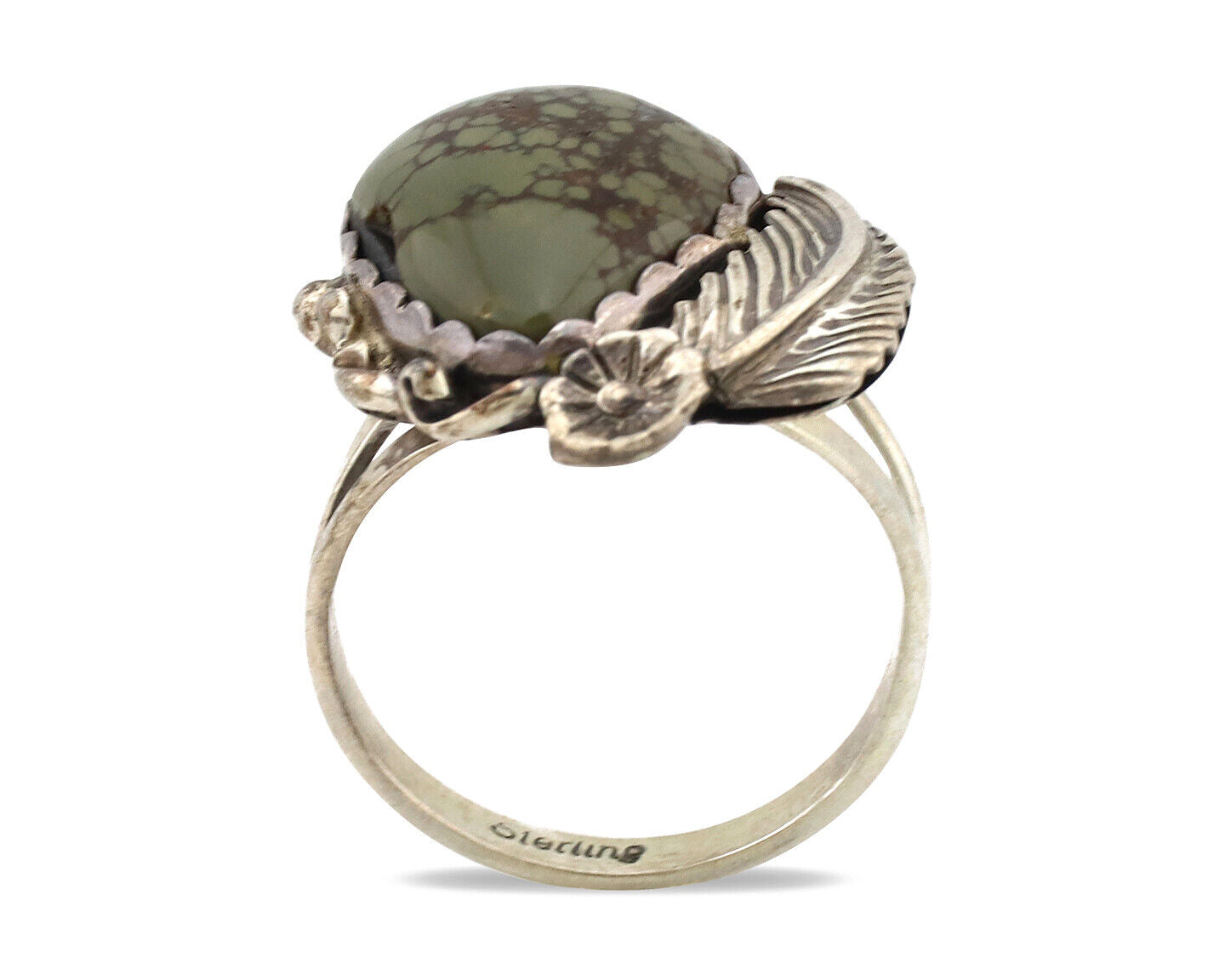 Navajo Ring .925 Silver Damele Turquoise Native American Artist C.1980's