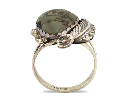 Navajo Ring .925 Silver Damele Turquoise Native American Artist C.1980's