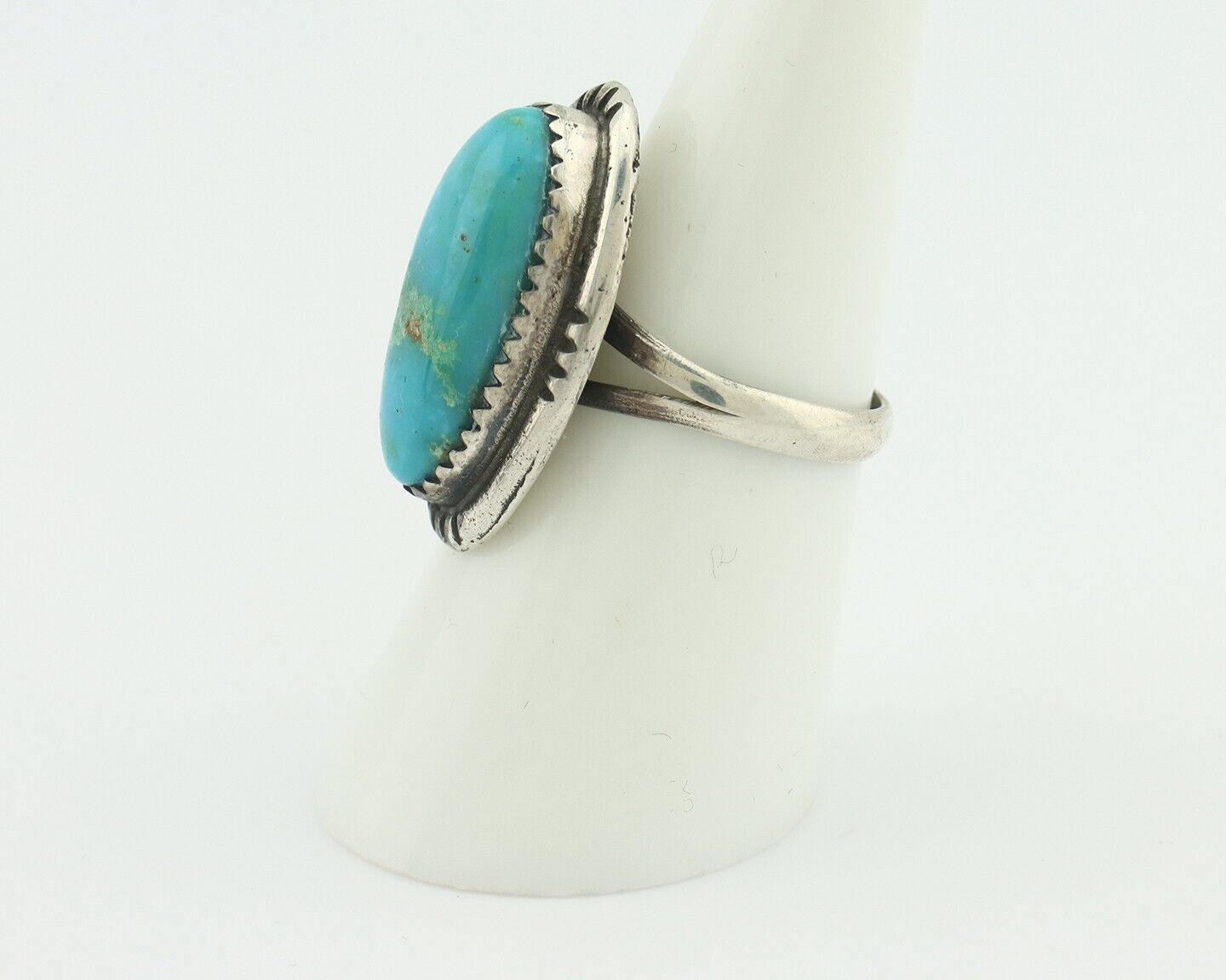 Navajo Ring .925 Silver Natural Blue Turquoise Native American Artist C.80's